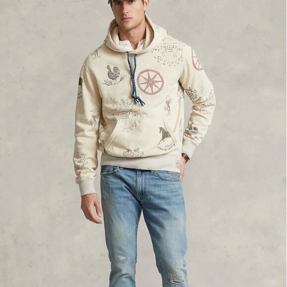 Polo Country Ralph Lauren Mens Fleece Rustic Farm Graphic Hoodie NWT $268 - Picture 6 of 8